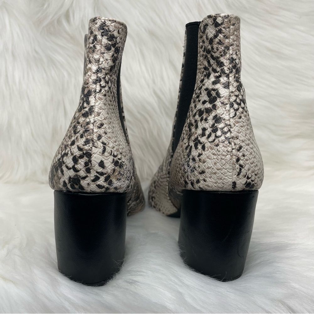 Qupid Snake Print Pointed Toe Ankle Boots - image 7